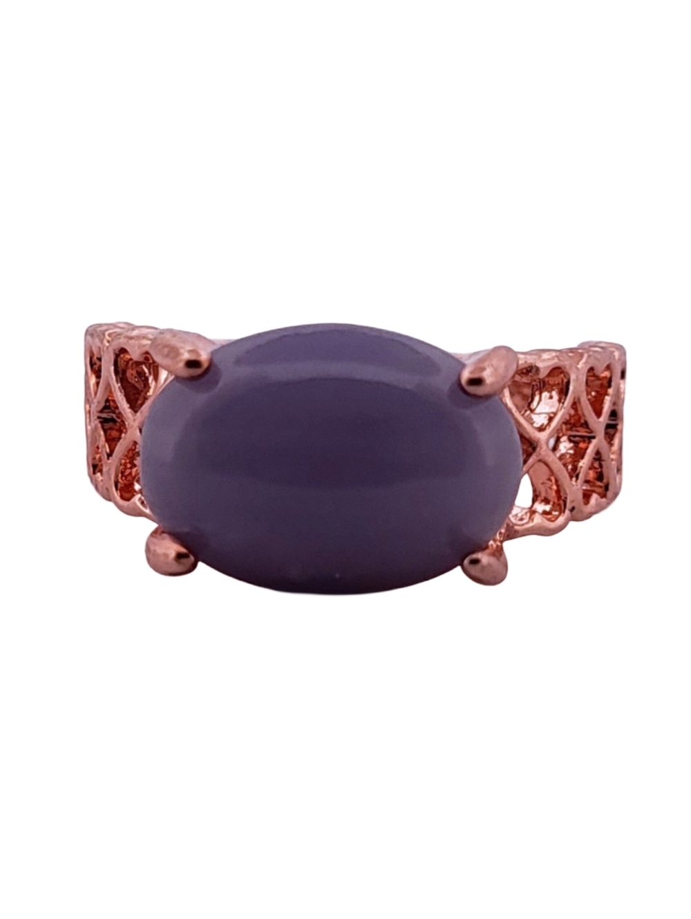 Oval Blue Agate Rose Gold Ring, Size 9 383